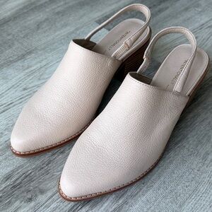 Intentionally Blank Erika Leather Slingback Heeled Mules, Size 9 Cream Nude